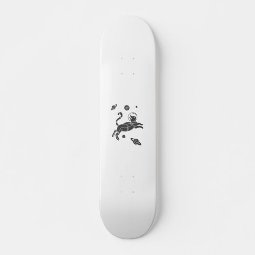 Silhouette Cat in space _ Choose background color Skateboard