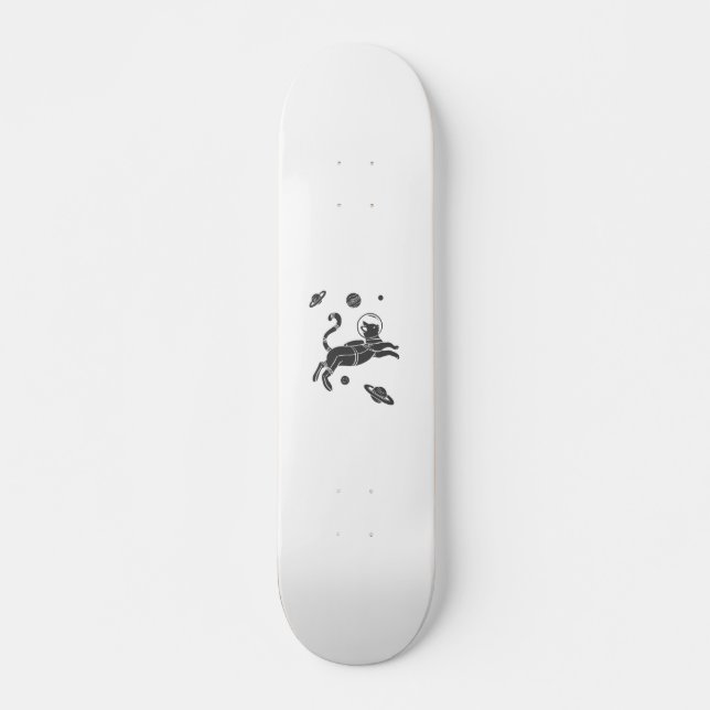 Silhouette Cat in space - Choose background color Skateboard (Front)
