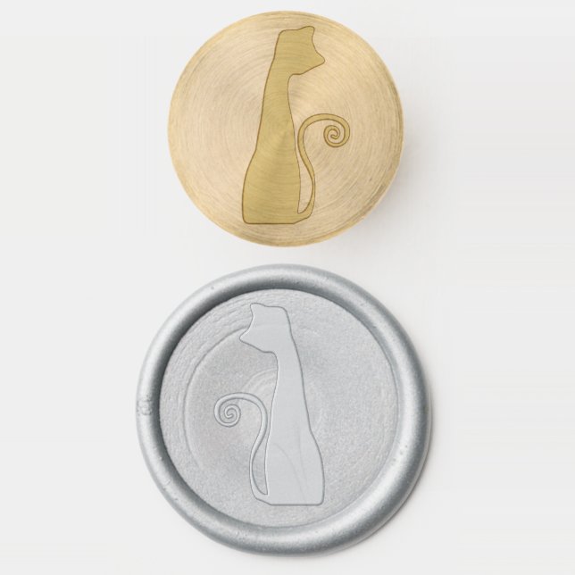 silhouette cat wax seal stamp (Stamped)