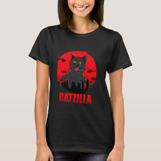 Silhouette Catzilla- Funny Cats Cartoon Cool Desig T-Shirt