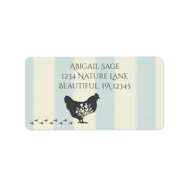 Chick Address Labels Silhouette Chicken with Flowers Farm Address Label | Zazzle