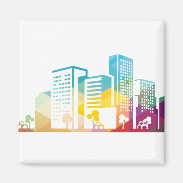 silhouette cityscape building icon color city magnet (Front)