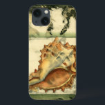 Silhouette Conch Shell iPhone 13 Case<br><div class="desc">Stay relaxed with this piece of contemporary art by Jennifer Goldberger. Her collection of seashell art is relaxing and inspirational. This piece of art focuses on a large Conch seashell surrounded by green coral reef. Get this beautiful ocean art today with a silhouette feel on your next product.</div>
