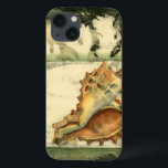 Silhouette Conch Shell iPhone 13 Case<br><div class="desc">Stay relaxed with this piece of contemporary art by Jennifer Goldberger. Her collection of seashell art is relaxing and inspirational. This piece of art focuses on a large Conch seashell surrounded by green coral reef. Get this beautiful ocean art today with a silhouette feel on your next product.</div>