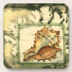 Silhouette Conch Shell Drink Coaster