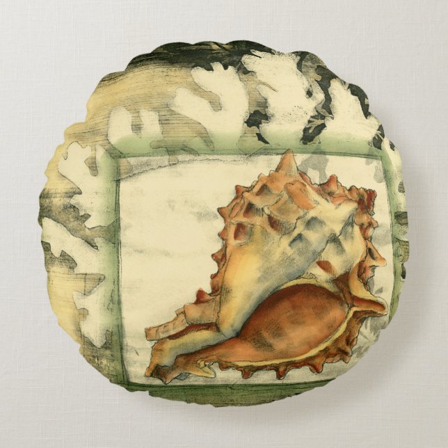 Silhouette Conch Shell Round Pillow (Front)