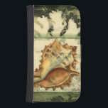 Silhouette Conch Shell Phone Wallet<br><div class="desc">Stay relaxed with this piece of contemporary art by Jennifer Goldberger. Her collection of seashell art is relaxing and inspirational. This piece of art focuses on a large Conch seashell surrounded by green coral reef. Get this beautiful ocean art today with a silhouette feel on your next product.</div>