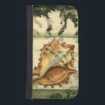 Silhouette Conch Shell Phone Wallet<br><div class="desc">Stay relaxed with this piece of contemporary art by Jennifer Goldberger. Her collection of seashell art is relaxing and inspirational. This piece of art focuses on a large Conch seashell surrounded by green coral reef. Get this beautiful ocean art today with a silhouette feel on your next product.</div>