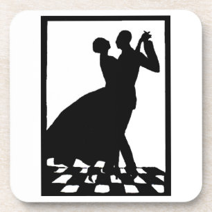 silhouette couple dancing in the dark beverage coaster