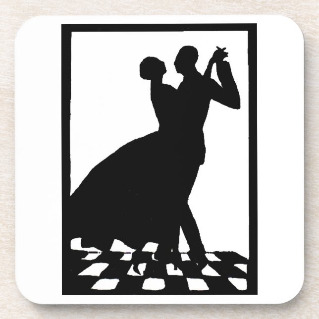 silhouette couple dancing in the dark beverage coaster (Front)