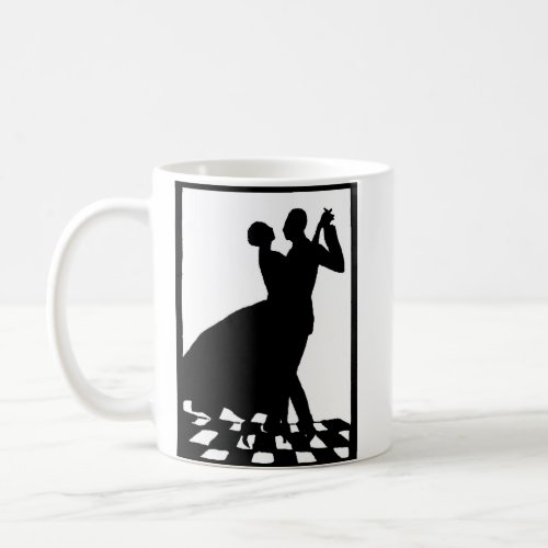 silhouette couple dancing in the dark coffee mug