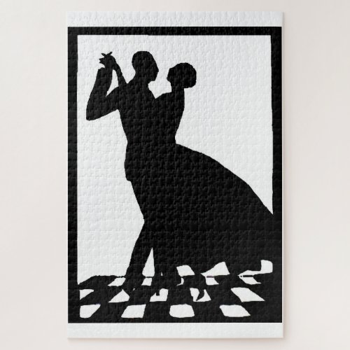 silhouette couple dancing in the dark jigsaw puzzle