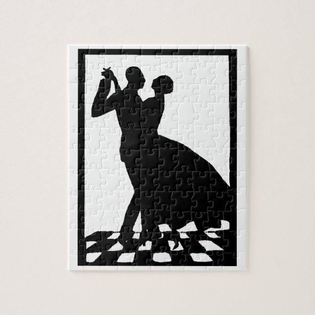 silhouette couple dancing in the dark jigsaw puzzle (Vertical)