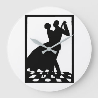 silhouette couple dancing in the dark large clock