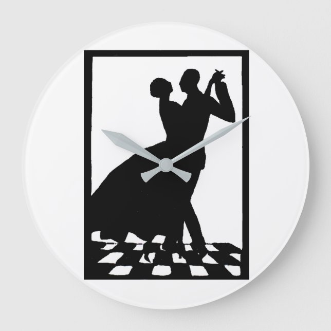 silhouette couple dancing in the dark large clock (Front)
