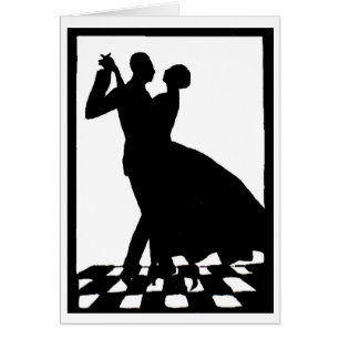 silhouette couple dancing in the dark print cards