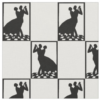 silhouette couple dancing in the dark print fabric