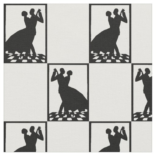 silhouette couple dancing in the dark print fabric