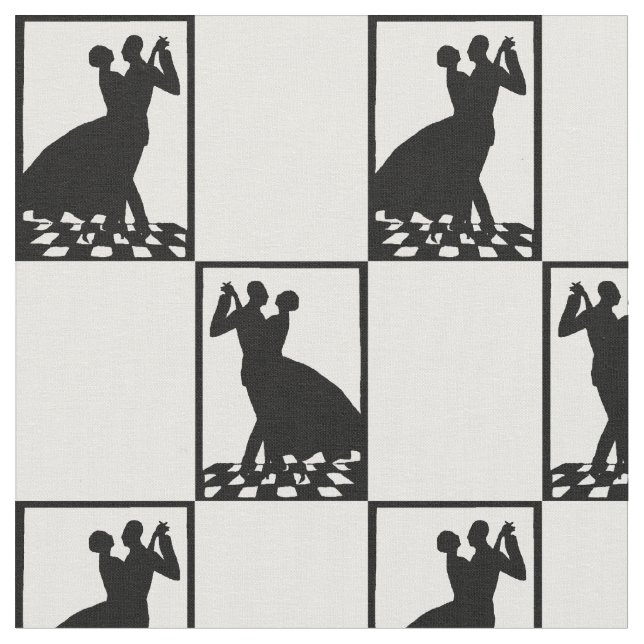 silhouette couple dancing in the dark print fabric (Close Up)