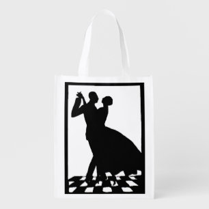 silhouette couple dancing in the dark print grocery bag