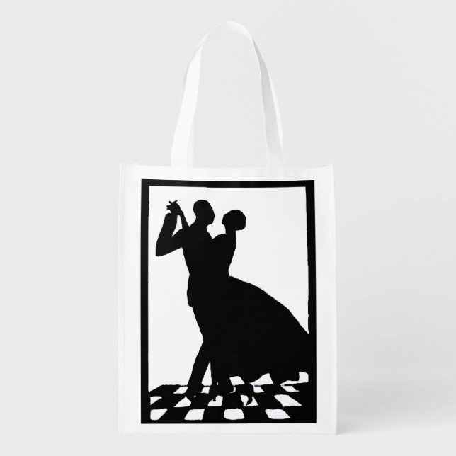 silhouette couple dancing in the dark print grocery bag (Front)