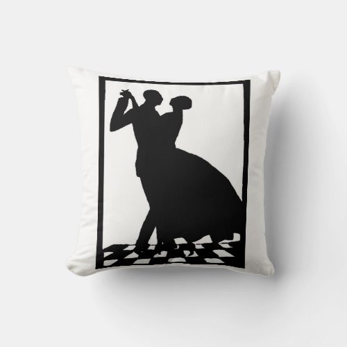 silhouette couple dancing in the dark print throw pillow