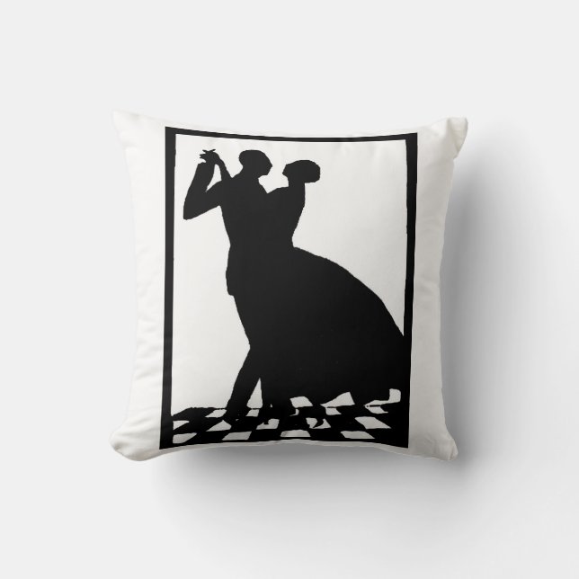 silhouette couple dancing in the dark print throw pillow (Front)