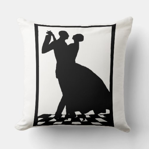 silhouette couple dancing in the dark throw pillow