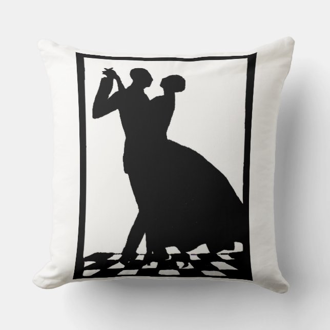 silhouette couple dancing in the dark throw pillow (Front)