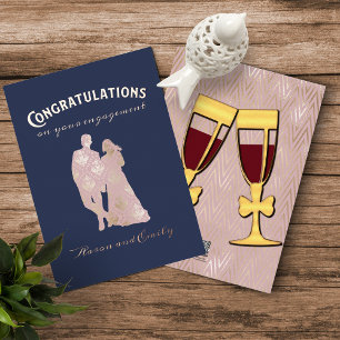 Silhouette Couple Engagement Congratulations Foil Invitation