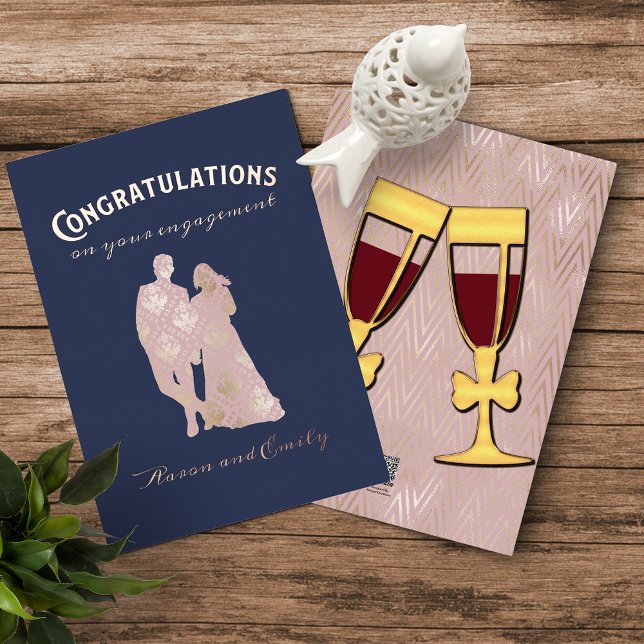 Silhouette Couple Engagement Congratulations Foil Invitation (Creator Uploaded)