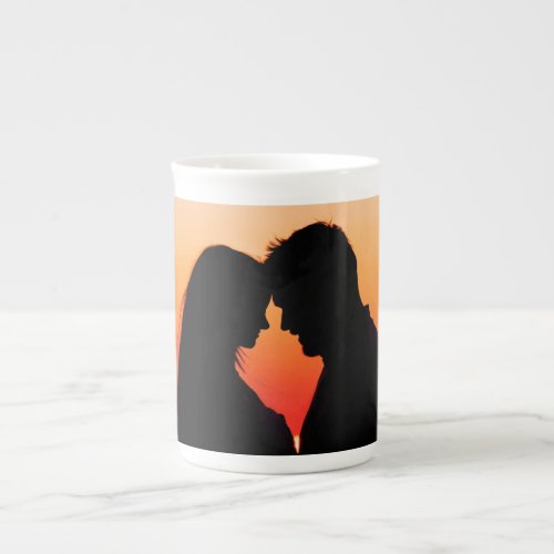 silhouette couple in love bone china mug