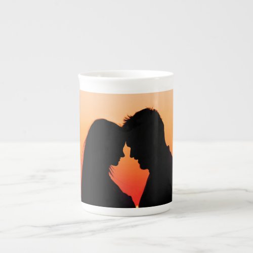 silhouette couple in love bone china mug