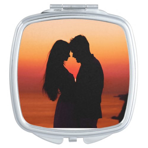 silhouette couple in love compact mirror