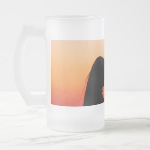 silhouette couple in love frosted glass beer mug