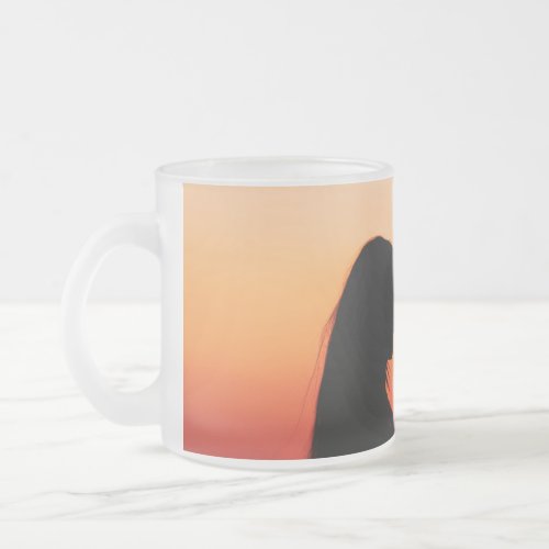 silhouette couple in love frosted glass coffee mug