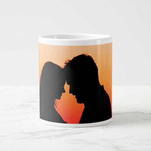 silhouette couple in love giant coffee mug