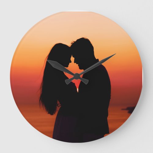 silhouette couple in love large clock