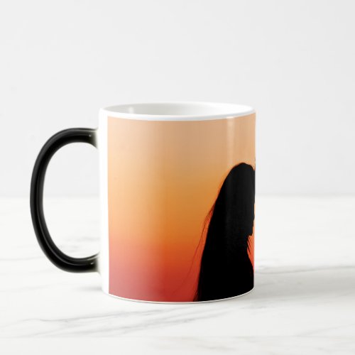 silhouette couple in love magic mug