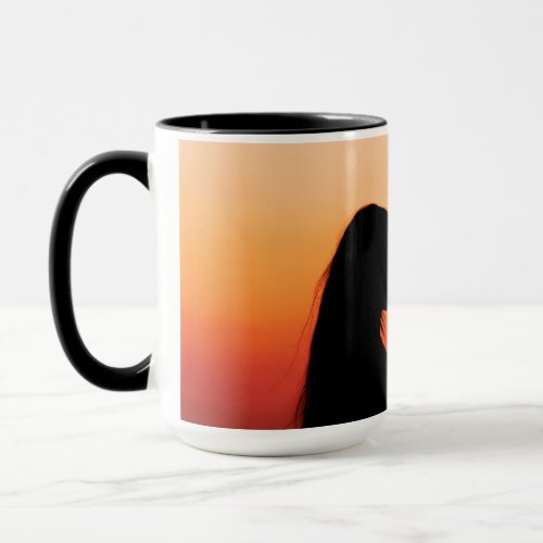 silhouette couple in love mug