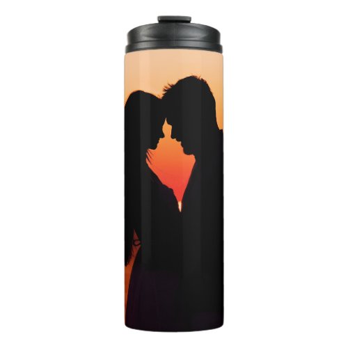 silhouette couple in love thermal tumbler