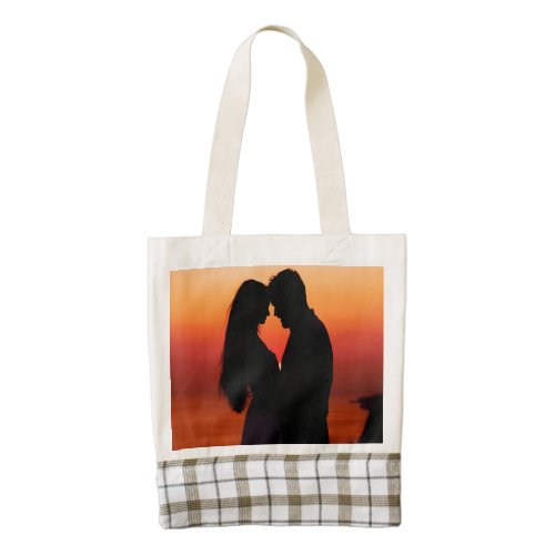 silhouette couple in love zazzle HEART tote bag
