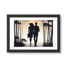 Silhouette Couple Walk into a Lovely Beachy Sunset