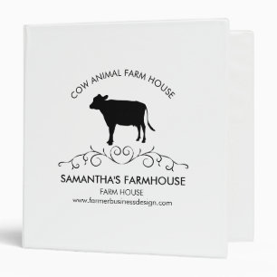 Silhouette Cow Farm Logo 3 Ring Binder