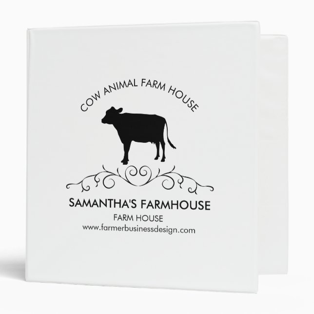 Silhouette Cow Farm Logo 3 Ring Binder (Front/Inside)