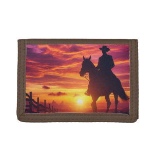 Silhouette Cowboy On Horse Photo Wallet
