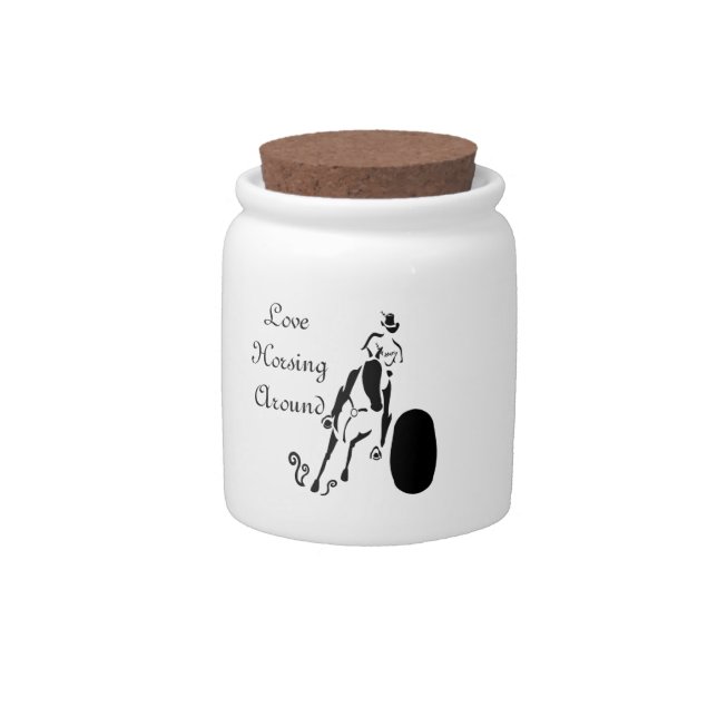 Silhouette Cowgirl Barrel Racing Candy Jar (Front)