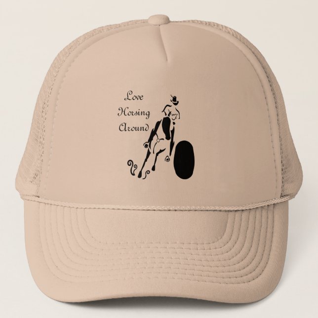 Silhouette Cowgirl Barrel Racing Trucker Hat (Front)