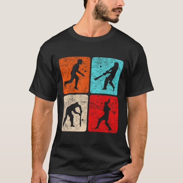 Silhouette Cricket Players T Wicket Stumps Ils Tti T-Shirt (Front)