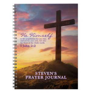 Silhouette Cross Bible Verse Personalized Notebook